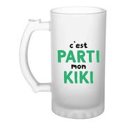 Otshirt Vière à Bière C’est parti mon kiki | Beer Glass | Idée Chope de Bière Cadeau Anniversaire Fête Original Famille Travail Départ Collègue Retraite Noël.