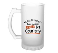 Otshirt Vière à Bière Ne pas déranger Dans ma tête je suis à la country | Beer Glass | Idée Chope de Bière Cadeau Anniversaire Fête Original Famille Travail Départ Collègue Retraite Noël.