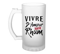 Otshirt Vière à Bière Vivre d’amour et de rhum | Beer Glass | Idée Chope de Bière Cadeau Anniversaire Fête Original Famille Travail Départ Collègue Retraite Noël.