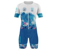 Otso Swim Bike Run Wave Short Sleeve Trisuit Bleu L Femme