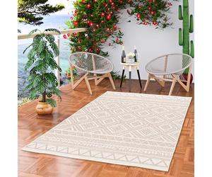 Ottawa - Tapis plat tissé intérieur/extérieur - Ethno Beige - 5 Tailles