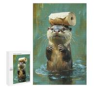 Otter Balancing Log on Head Puzzle 1000 Pièces Educa Jouet en Bois Cadeau Unique Décoration Intérieure Jeu Éducatif Challenge Toy Adultes Et Enfants À Partir De 14 Ans 1000 PCS