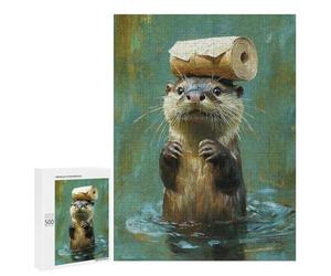 Otter Balancing Log on Head Puzzle 500 Pièces Educa Jouet en Bois Cadeau Unique Décoration Intérieure Jeu Éducatif Challenge Toy Adultes Et Enfants À Partir De 14 Ans 500 PCS
