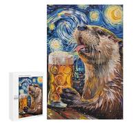 Otter Drinking Beer Art Print-1 Puzzle 1000 Pièces Educa Jouet en Bois Cadeau Unique Décoration Intérieure Jeu Éducatif Challenge Toy Adultes Et Enfants À Partir De 14 Ans 1000 PCS