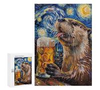 Otter Drinking Beer Art Print-1 Puzzle 300 Pièces Educa Jouet en Bois Cadeau Unique Décoration Intérieure Jeu Éducatif Challenge Toy Adultes Et Enfants À Partir De 14 Ans 300 PCS