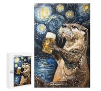 Otter Drinking Beer Art Print Puzzle 1000 Pièces Educa Jouet en Bois Cadeau Unique Décoration Intérieure Jeu Éducatif Challenge Toy Adultes Et Enfants À Partir De 14 Ans 1000 PCS