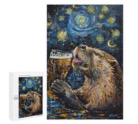 Otter Drinking Beer Painting Puzzle 1000 Pièces Educa Jouet en Bois Cadeau Unique Décoration Intérieure Jeu Éducatif Challenge Toy Adultes Et Enfants À Partir De 14 Ans 1000 PCS