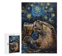 Otter Drinking Beer Painting Puzzle 300 Pièces Educa Jouet en Bois Cadeau Unique Décoration Intérieure Jeu Éducatif Challenge Toy Adultes Et Enfants À Partir De 14 Ans 300 PCS