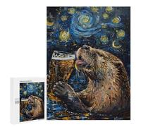 Otter Drinking Beer Painting Puzzle 500 Pièces Educa Jouet en Bois Cadeau Unique Décoration Intérieure Jeu Éducatif Challenge Toy Adultes Et Enfants À Partir De 14 Ans 500 PCS