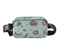 Otter Family Sac banane imperméable pour femme Motif floral Bleu 20,3 x 13,5 x 5,8 cm, Famille de loutres Bleu, 8 x 5.3 x 2.3 inch, Drôle et mignon