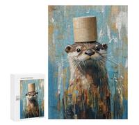 Otter in Top Hat Painting-2 Puzzle 1000 Pièces Educa Jouet en Bois Cadeau Unique Décoration Intérieure Jeu Éducatif Challenge Toy Adultes Et Enfants À Partir De 14 Ans 300 PCS