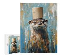 Otter in Top Hat Painting-2 Puzzle 1000 Pièces Educa Jouet en Bois Cadeau Unique Décoration Intérieure Jeu Éducatif Challenge Toy Adultes Et Enfants À Partir De 14 Ans 500 PCS