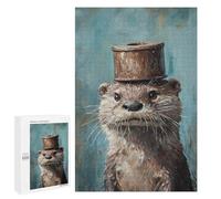 Otter in Top Hat Painting-4 Puzzle 1000 Pièces Educa Jouet en Bois Cadeau Unique Décoration Intérieure Jeu Éducatif Challenge Toy Adultes Et Enfants À Partir De 14 Ans 1000 PCS