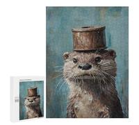 Otter in Top Hat Painting-4 Puzzle 1000 Pièces Educa Jouet en Bois Cadeau Unique Décoration Intérieure Jeu Éducatif Challenge Toy Adultes Et Enfants À Partir De 14 Ans 500 PCS