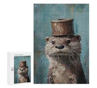 Otter in Top Hat Painting-4 Puzzle 1000 Pièces Educa Jouet en Bois Cadeau Unique Décoration Intérieure Jeu Éducatif Challenge Toy Adultes Et Enfants À Partir De 14 Ans 300 PCS