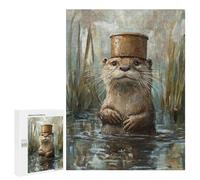Otter in Top Hat Painting-5 Puzzle 1000 Pièces Educa Jouet en Bois Cadeau Unique Décoration Intérieure Jeu Éducatif Challenge Toy Adultes Et Enfants À Partir De 14 Ans 500 PCS