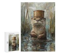 Otter in Top Hat Painting-5 Puzzle 1000 Pièces Educa Jouet en Bois Cadeau Unique Décoration Intérieure Jeu Éducatif Challenge Toy Adultes Et Enfants À Partir De 14 Ans 300 PCS