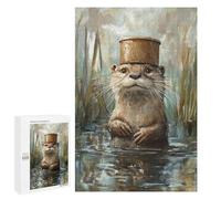Otter in Top Hat Painting-5 Puzzle 1000 Pièces Educa Jouet en Bois Cadeau Unique Décoration Intérieure Jeu Éducatif Challenge Toy Adultes Et Enfants À Partir De 14 Ans 1000 PCS