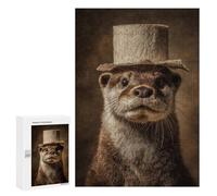 Otter in Top Hat Quirky Fashion Statement Puzzle 1000 Pièces Educa Jouet en Bois Cadeau Unique Décoration Intérieure Jeu Éducatif Challenge Toy Adultes Et Enfants À Partir De 14 Ans 300 PCS