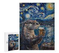 Otter Night Sky Beer Art Print Puzzle 1000 Pièces Educa Jouet en Bois Cadeau Unique Décoration Intérieure Jeu Éducatif Challenge Toy Adultes Et Enfants À Partir De 14 Ans 500 PCS