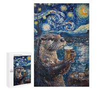 Otter Night Sky Beer Art Print Puzzle 1000 Pièces Educa Jouet en Bois Cadeau Unique Décoration Intérieure Jeu Éducatif Challenge Toy Adultes Et Enfants À Partir De 14 Ans 1000 PCS