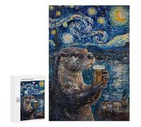 Otter Night Sky Beer Art Print Puzzle 300 Pièces Educa Jouet en Bois Cadeau Unique Décoration Intérieure Jeu Éducatif Challenge Toy Adultes Et Enfants À Partir De 14 Ans 300 PCS