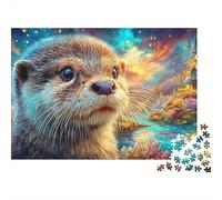 Otter par Enchanted River et Cottages Puzzle De 1000 Pièces Loutre Adorable Parfait pour Le Lien Familial, Adultes Et Enfants 70x50cm/1000pcs
