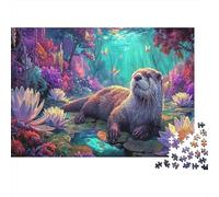 Otter sur Lily Pads dans Magical Pond Puzzle pour Adultes 1000 Pièces, Wildlife Défi Éducatif, Idéal en Cadeau Et Décoration 38x26cm/1000pcs
