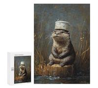 Otter with Bucket Hat Puzzle 1000 Pièces Educa Jouet en Bois Cadeau Unique Décoration Intérieure Jeu Éducatif Challenge Toy Adultes Et Enfants À Partir De 14 Ans 300 PCS