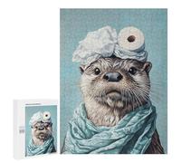 Otter with Toilet Paper Hat Puzzle 1000 Pièces Educa Jouet en Bois Cadeau Unique Décoration Intérieure Jeu Éducatif Challenge Toy Adultes Et Enfants À Partir De 14 Ans 500 PCS