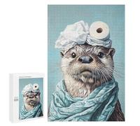 Otter with Toilet Paper Hat Puzzle 1000 Pièces Educa Jouet en Bois Cadeau Unique Décoration Intérieure Jeu Éducatif Challenge Toy Adultes Et Enfants À Partir De 14 Ans 1000 PCS