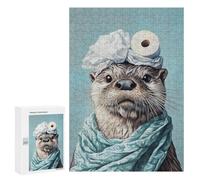 Otter with Toilet Paper Hat Puzzle 1000 Pièces Educa Jouet en Bois Cadeau Unique Décoration Intérieure Jeu Éducatif Challenge Toy Adultes Et Enfants À Partir De 14 Ans 300 PCS