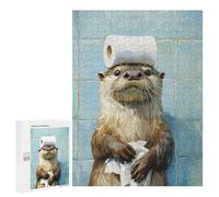 Otter with Toilet Paper Puzzle 1000 Pièces Educa Jouet en Bois Cadeau Unique Décoration Intérieure Jeu Éducatif Challenge Toy Adultes Et Enfants À Partir De 14 Ans 500 PCS