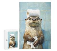 Otter with Toilet Paper Puzzle 1000 Pièces Educa Jouet en Bois Cadeau Unique Décoration Intérieure Jeu Éducatif Challenge Toy Adultes Et Enfants À Partir De 14 Ans 1000 PCS