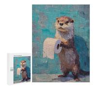 Otter with Toilet Paper Roll Puzzle 1000 Pièces Educa Jouet en Bois Cadeau Unique Décoration Intérieure Jeu Éducatif Challenge Toy Adultes Et Enfants À Partir De 14 Ans 500 PCS