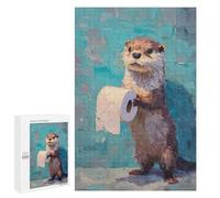 Otter with Toilet Paper Roll Puzzle 1000 Pièces Educa Jouet en Bois Cadeau Unique Décoration Intérieure Jeu Éducatif Challenge Toy Adultes Et Enfants À Partir De 14 Ans 1000 PCS