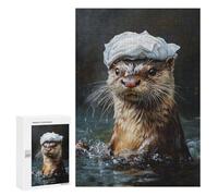 Otter with White Hat Swimming Puzzle 1000 Pièces Educa Jouet en Bois Cadeau Unique Décoration Intérieure Jeu Éducatif Challenge Toy Adultes Et Enfants À Partir De 14 Ans 300 PCS
