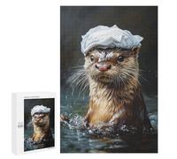 Otter with White Hat Swimming Puzzle 1000 Pièces Educa Jouet en Bois Cadeau Unique Décoration Intérieure Jeu Éducatif Challenge Toy Adultes Et Enfants À Partir De 14 Ans 1000 PCS
