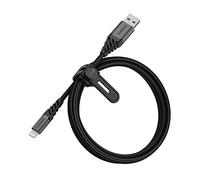 Otterbox Câble Premium Tressé renforcé USB-A vers Lightning, Certifié MFi, Câble de Charge pour iPhone et iPad, Ultra-Robuste, résiste aux torsions et pliages, 1M, Noir