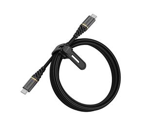 Otterbox Câble Premium Tressé renforcé USB-C vers USB-C, Câble de Charge Rapide pour Smartphone et Tablet, Ultra-Robuste, résiste aux torsions et pliages, 2M, Noir
