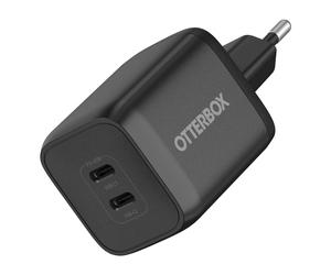 OtterBox Chargement Rapide Standard, USB-C Double Ports 65 W Chargeur Mural, Euro (C), Black, Intérieure, Secteur, 20 V, 3 A, Noir 78-81342