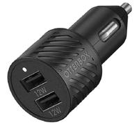 Otterbox Chargeur Voiture 2 Ports 24W, USB-A 12W + USB-A 12W pour Smartphone et Tablette, Testé Contre Les Chutes, Robuste, Ultra Durable, Noir