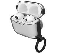 OtterBox Clear Coque pour AirPods (3e gen), Transparent/Noir | Coque de protection antichoc, anti-chute, ultra-mince, anti-rayures et anti-éraflures pour Apple AirPods, mousqueton inclus