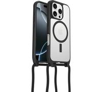Otterbox Coque React Necklace MagSafe pour iPhone 16 Pro, Transparent/Noir | Coque de protection ultra fine avec collier réglable et amovible, testé selon les normes militaires, Livré Sans Emballage