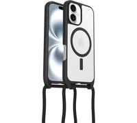 Otterbox Coque React Series Necklace MagSafe pour iPhone 16, Coque de Protection avec Collier réglable et Amovible, testé Selon Les Normes Militaires, Transparent/Noir, Livré sans Emballage