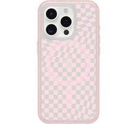 OtterBox Coque Transparente Symmetry Series pour iPhone 15 Pro (Uniquement) - Check Mate (Rose), se clipse sur MagSafe, Ultra élégante, Bords surélevés pour protéger l'appareil Photo et l'écran
