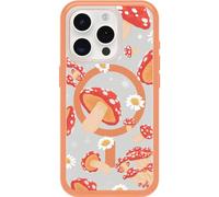 OtterBox Coque Transparente Symmetry Series pour iPhone 15 Pro (Uniquement) - Fungi (Orange), s'enclenche sur MagSafe, Ultra élégante, Bords surélevés pour protéger l'appareil Photo et l'écran
