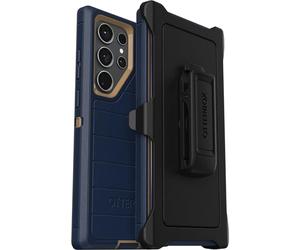OtterBox Defender Series Coque robuste et durable pour Galaxy S23 Ultra uniquement avec protection de port, béquille et clip, défense antimicrobienne, emballage non commercial, Blue Suede Shoes (bleu)