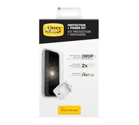 Otterbox Pack de Protection pour Apple iPhone 12 Pro Max, Symmetry Clear Coque de Protection Fine, Protecteur d'écran Alpha Glass et UK USB-C 20W USB-C PD Chargeur Rapide, Blanc