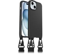 Otterbox React Lanyard Coque avec MagSafe pour iPhone 15, Coque de Protection Ultra Fine avec Collier, Sangle réglable et Amovible, testé Selon Les Normes Militaires, Noir, Livré sans Emballage